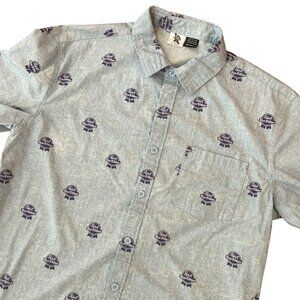 Pabst Blue Ribbon Short Sleeve Button Up All Over PBR Beer Logo Size Mediu